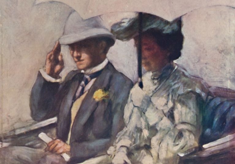 Lord Curzon And The Duchess Of Connaught On Their Way To The Retainers