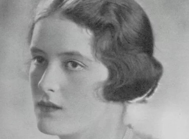 A black and white portrait of Lady Alexandra Metcalfe