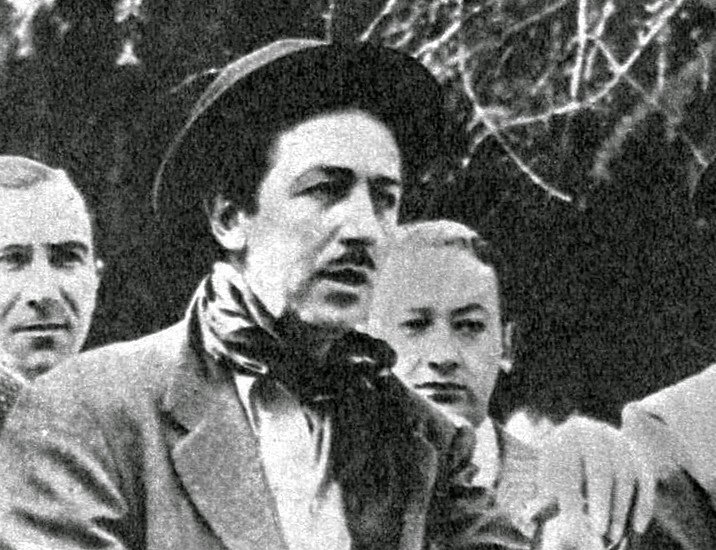 Grayscale Portrait Photo of American animator and film producer Walt Disney.