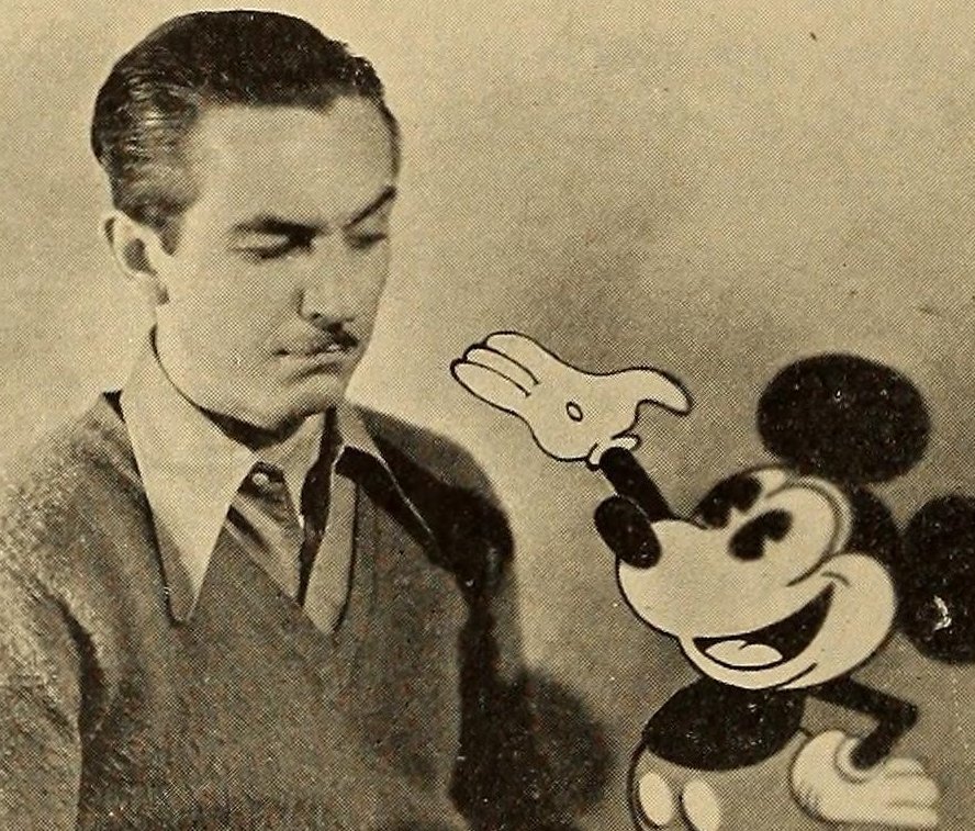 Grayscale Portrait Photo of American animator and film producer Walt Disney.