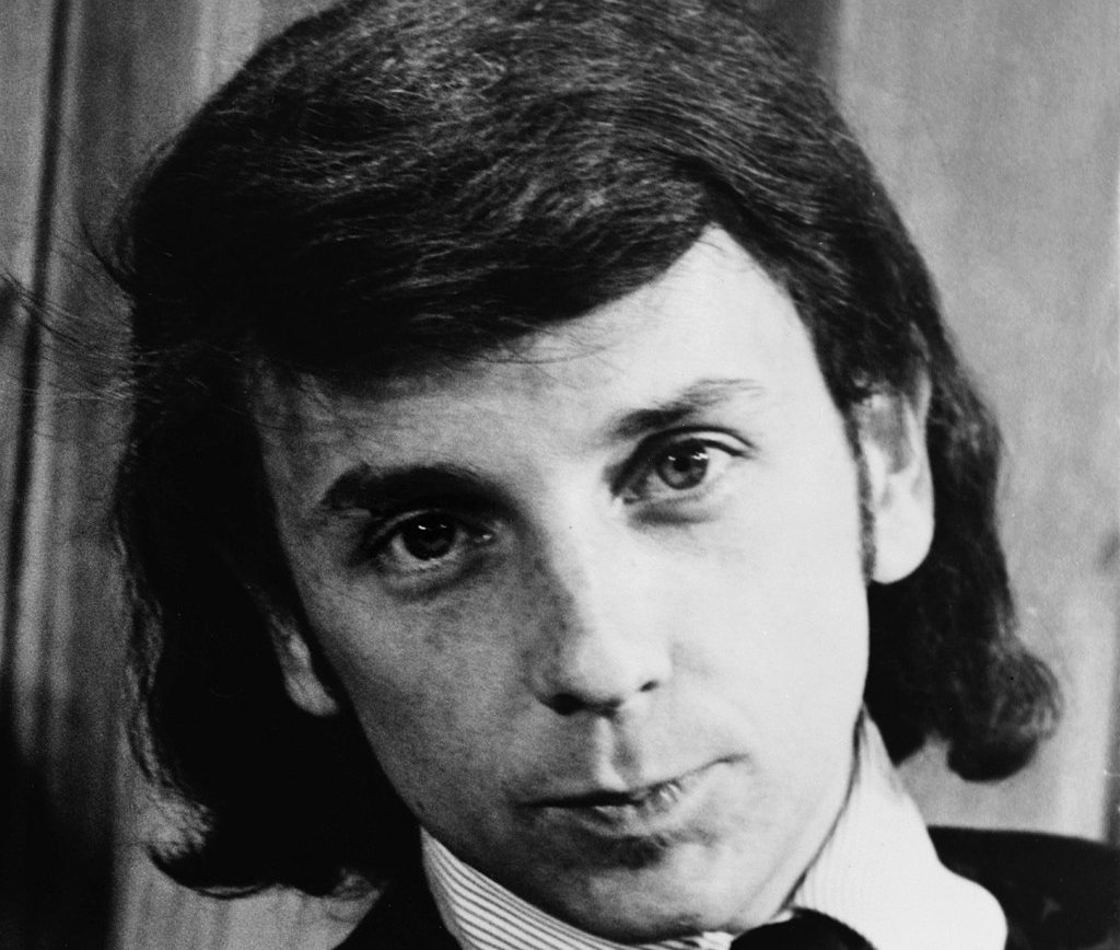 Grayscale Portrait Photo of Phil Spector, head-and-shoulders portrait, facing front