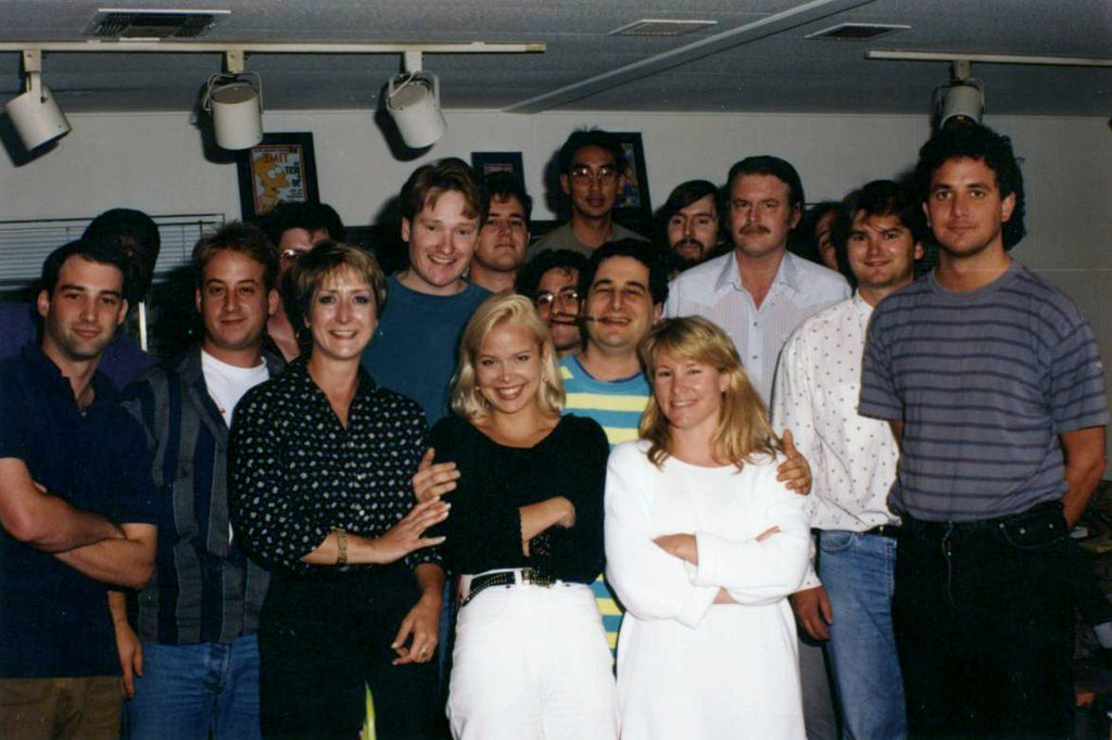 The Simpsons writing staff photo from 1992 in office