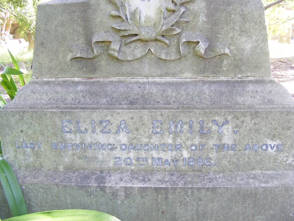 Gravestones of Eliza Emily Donnithorne on Blurred Background