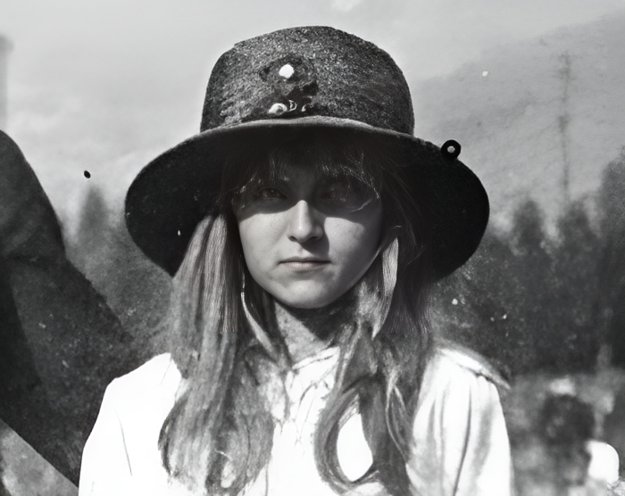 Grayscale Portrait Photo of Huguette Clark at Columbia Gardens