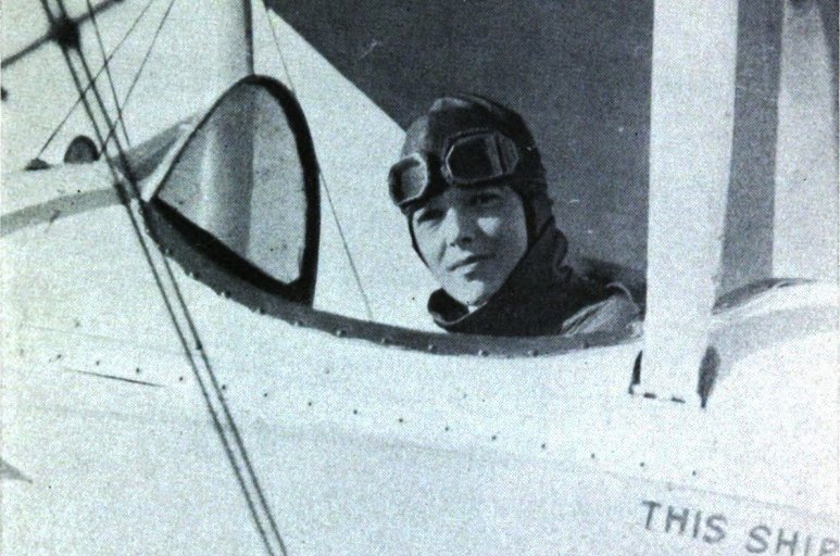 Amelia Earhart In Her First Training Plane