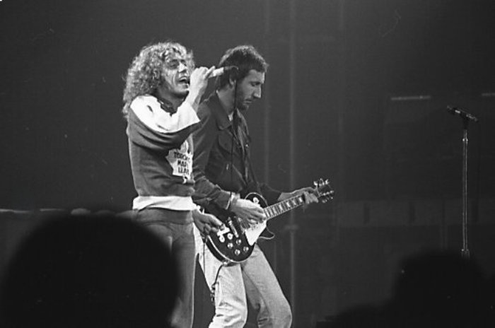 Roger Daltrey and Pete Townshend of The Who performing at Maple Leaf Gardens