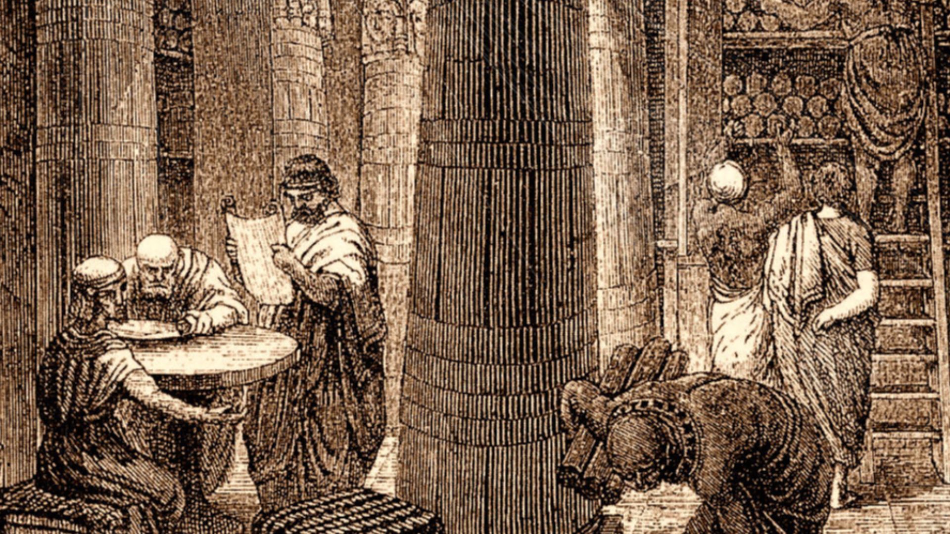 File:Library of Alexandria (sepia).jpg