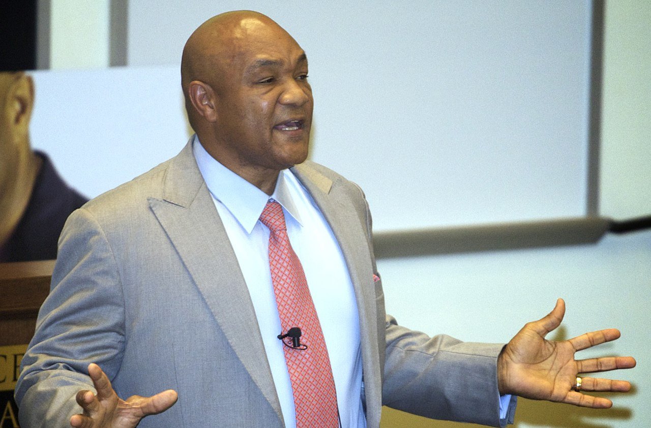 George Foreman speaking at the Rice Alliance Kickoff in Houston, Texas