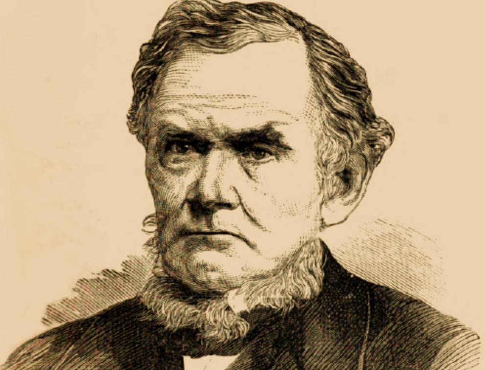 Illustration of Daniel Drew, railroad financier and director of the Erie Railroad