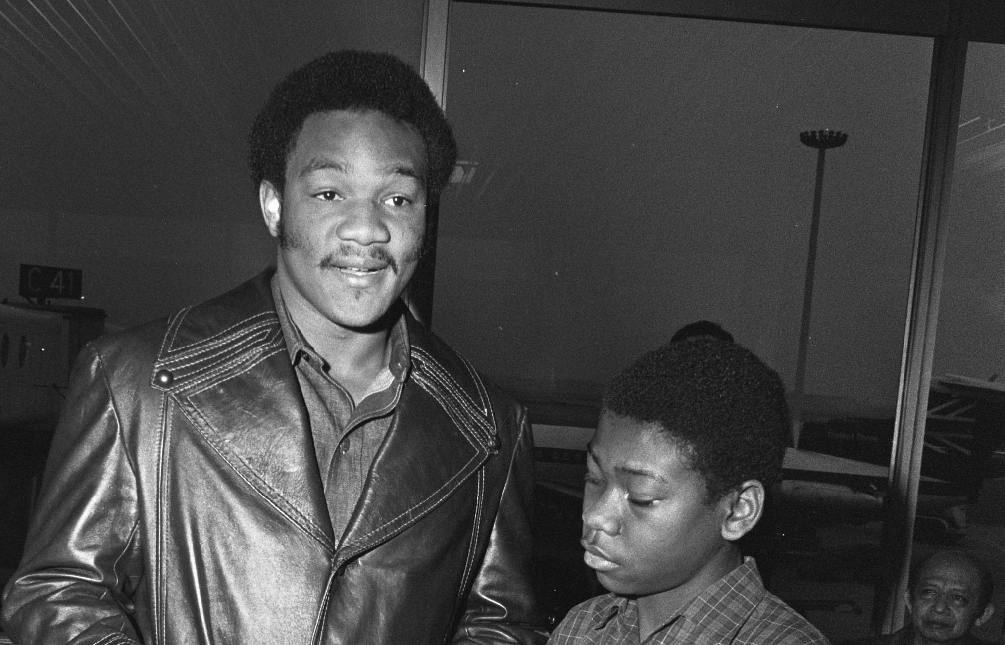 Boxing champion Georg Foreman at Schiphol