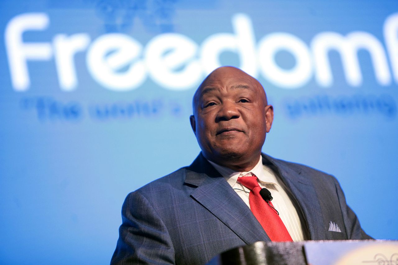 George Foreman speaking at the 2016 FreedomFest at Planet Hollywood