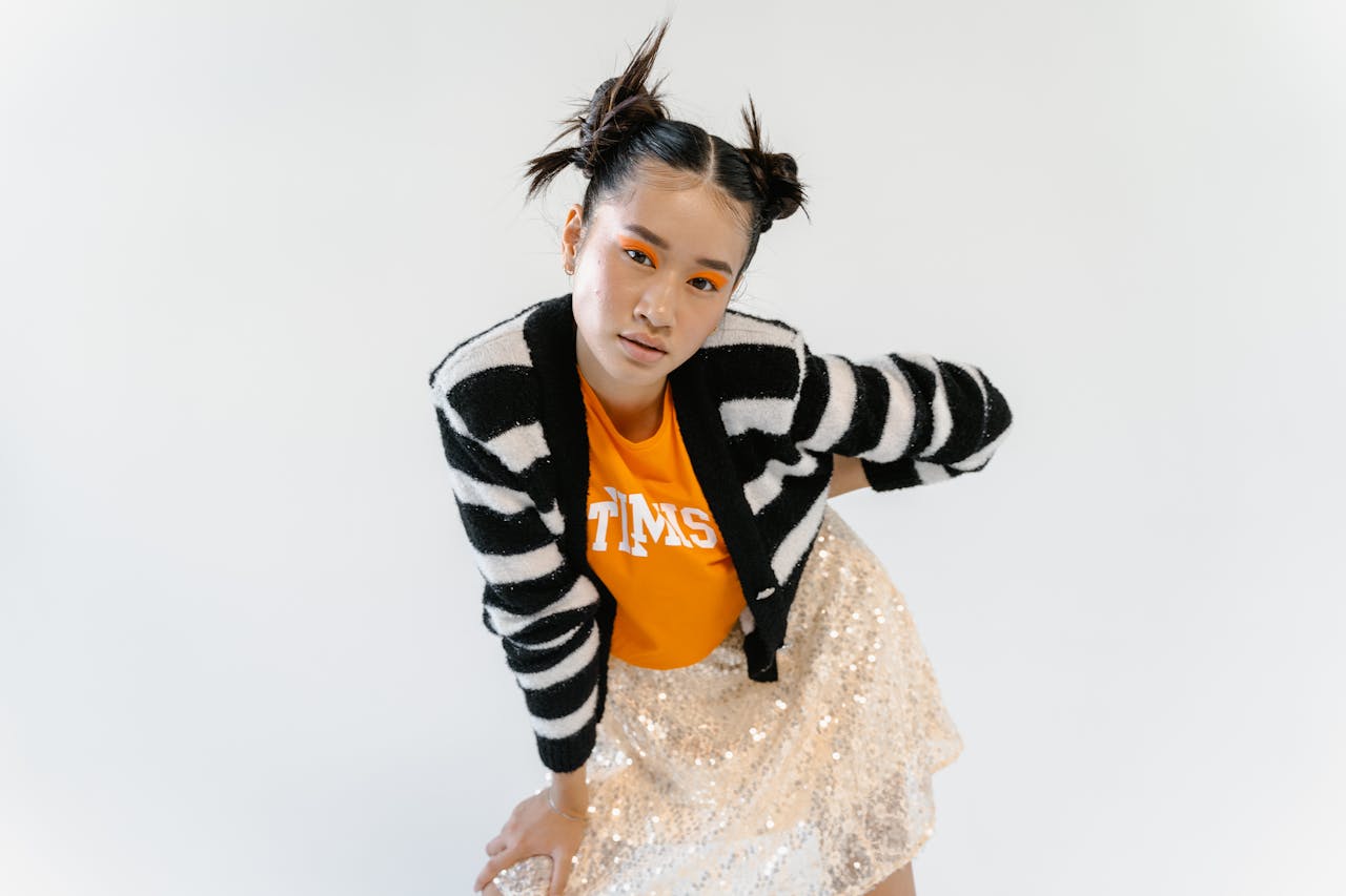 A Young Girl Posing while Wearing an Eye Makeup