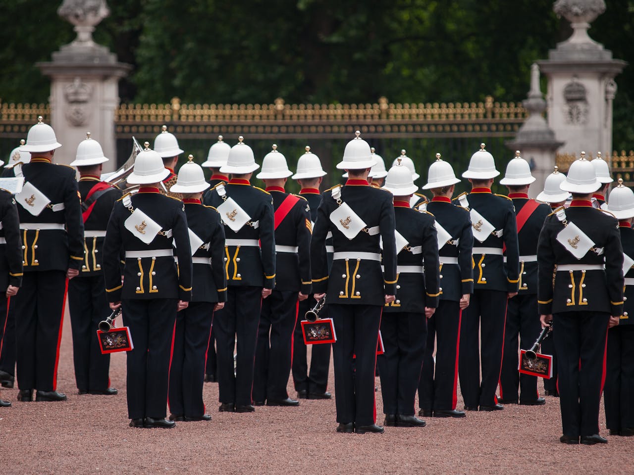 Back View of Buckingham Palace Guard Soldiers