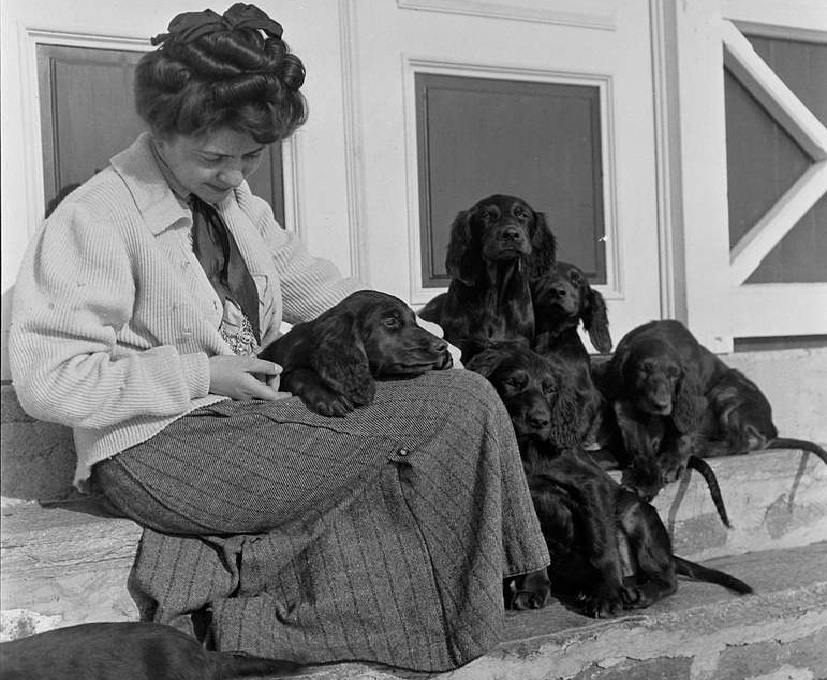 Woman in woolen skirt suit