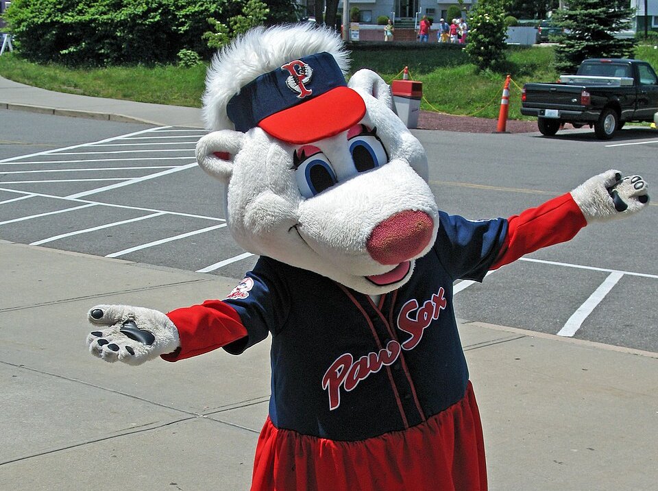 PawSox mascot, Sox, before the game.
