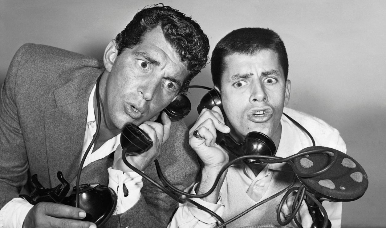 Gettyimages - 526876336, Dean Martin and Jerry Lewis on the Phone Dean Martin and Jerry Lewis, entertainers and hosts of their own NBC radio show, react at the news that the presentation of Redbook magazine's 14th Annual Silver Cup Movie Award will be made on their show.