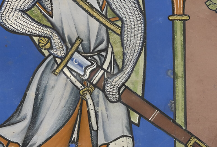 Detail of fol. 28v of the Morgan Bible (sword of Goliath)