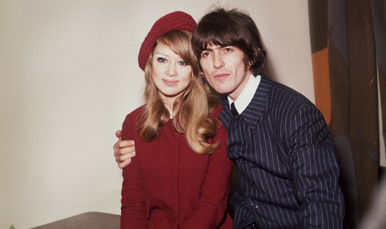 Harrison And The Wife 22nd January 1966: George Harrison (1943 - 2001), singer, songwriter and guitarist with The Beatles pictured with his wife, model Patti Boyd. 