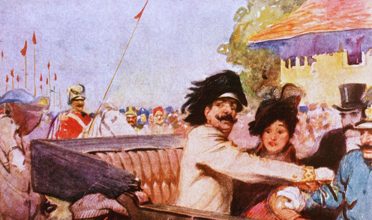 Gettyimages - 	514887358, The Assassination of Archduke Ferdinand and His Wife by I.B. Hazelton The assassination of the Archduke Franz Ferdinand and his wife in Sarajevo.