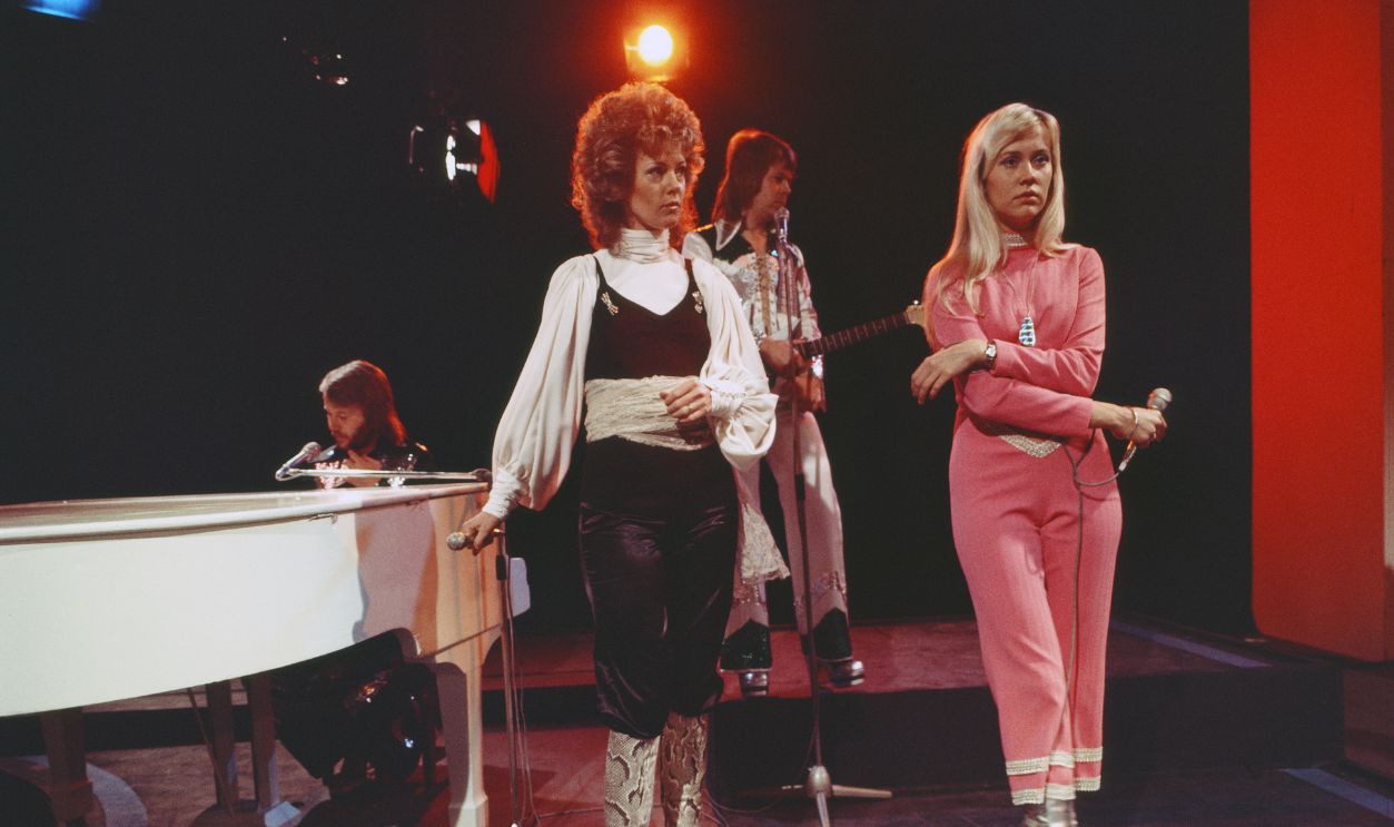 Abba Perform Their Hit Single Waterloo On Top Of The Pops 1974 Swedish music group ABBA perform their hit single Waterloo on Top of the Pops, BBC Television Studios, London, Wednesday 1st May 1974