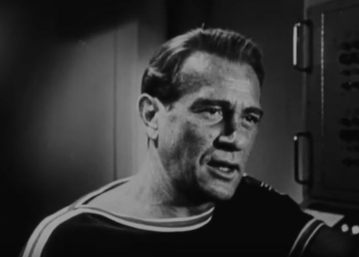 Grayscale Portrait Photo of American actor Darren McGavin looking to the right