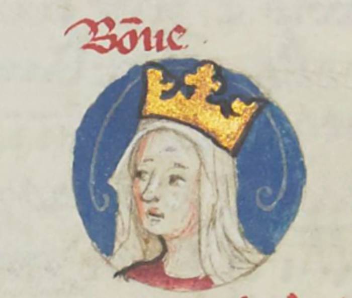 Bonne of Luxembourg wearing crown