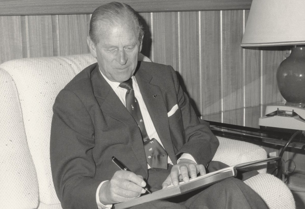 His Royal Highness Prince Philip Duke of Edinburgh signing