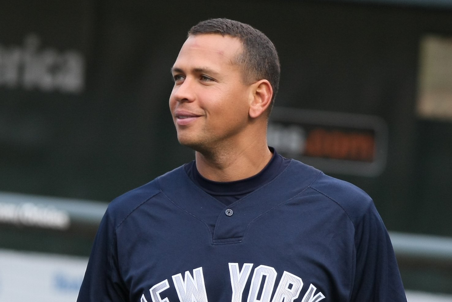 Alex Rodriguez, third baseman with the New York Yankees during batting practice before a game