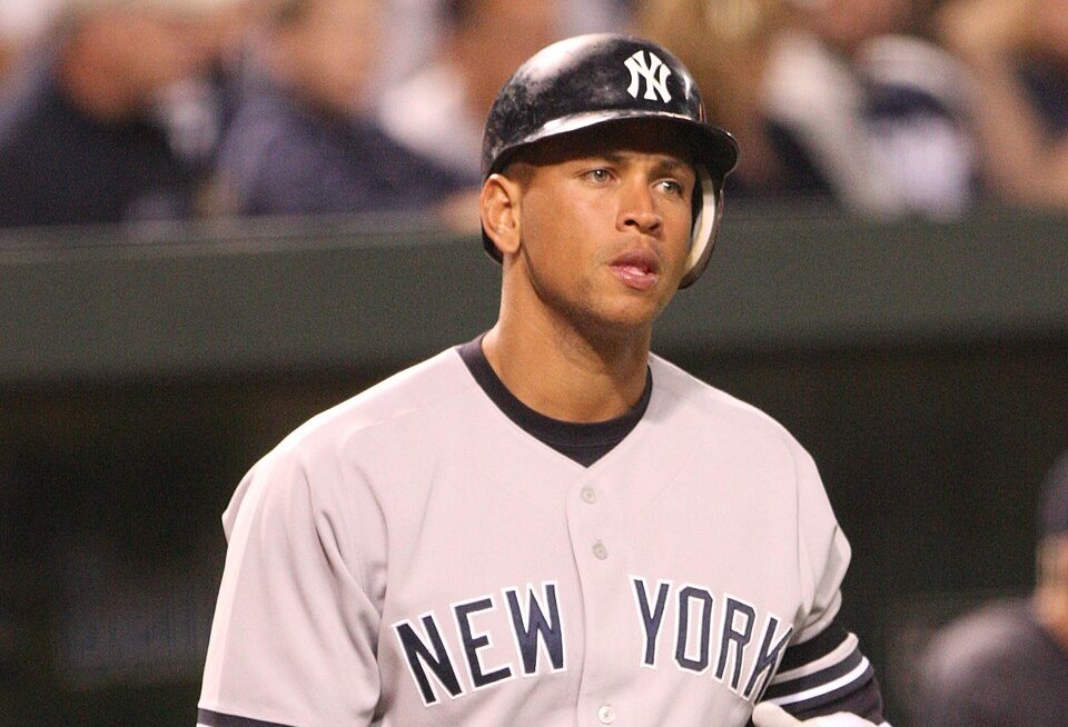 Alex Rodriguez prepares to bat in a game