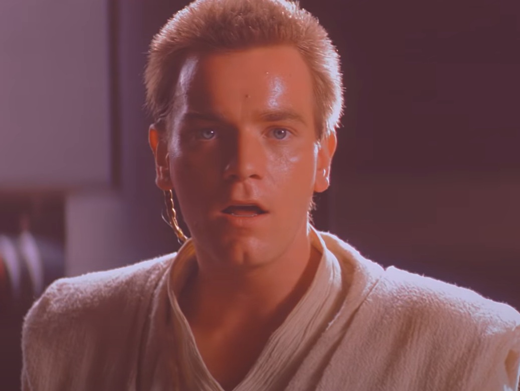 A visually captivating still taken from a pivotal moment in the film Star Wars: Episode I – The Phantom Menace (1999)