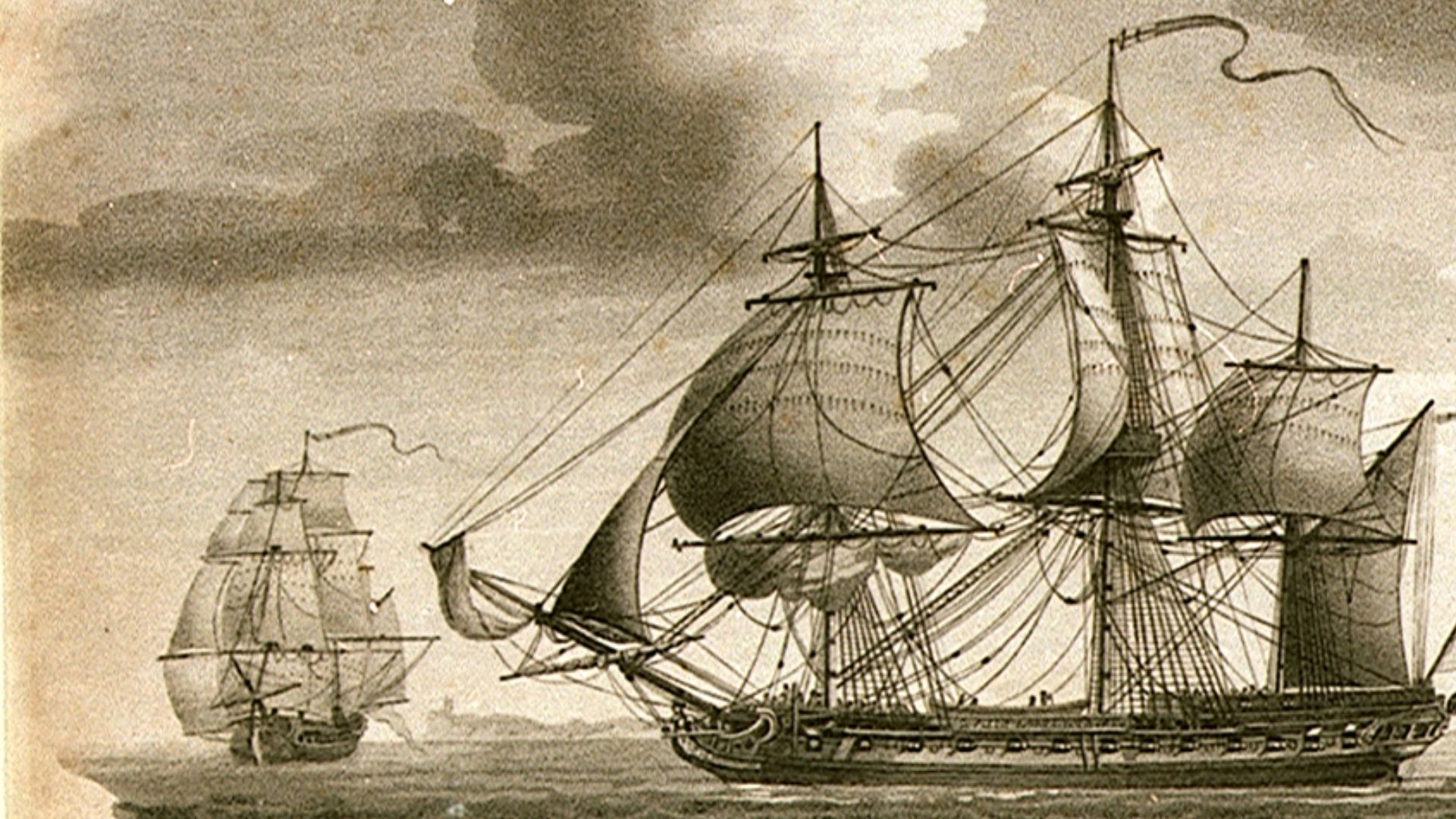 File:Cleopatra 32 Guns Launched at Bristol, December, 1779 RMG PU5997.jpg