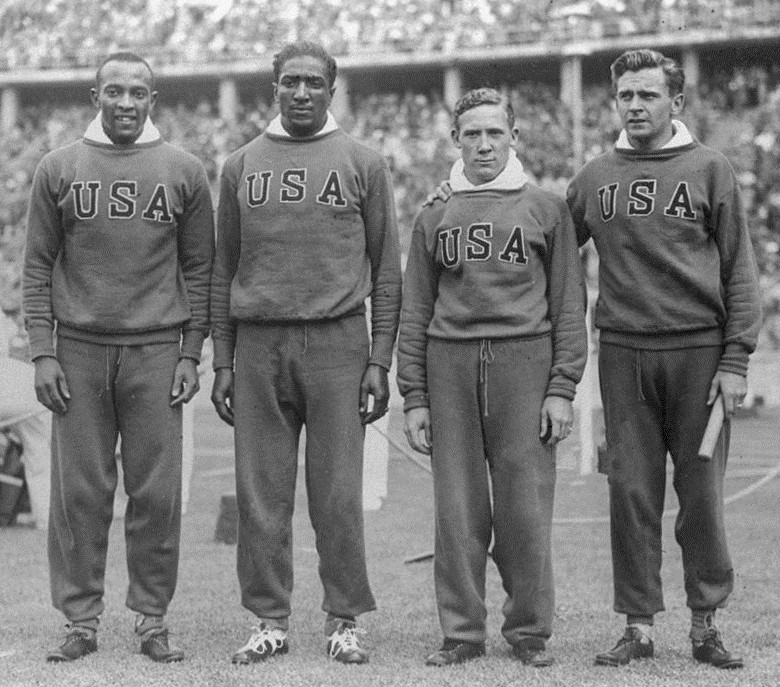 File:Jesse Owens, Ralph Metcalfe, Foy Draper, Frank Wykoff 1936.jpg