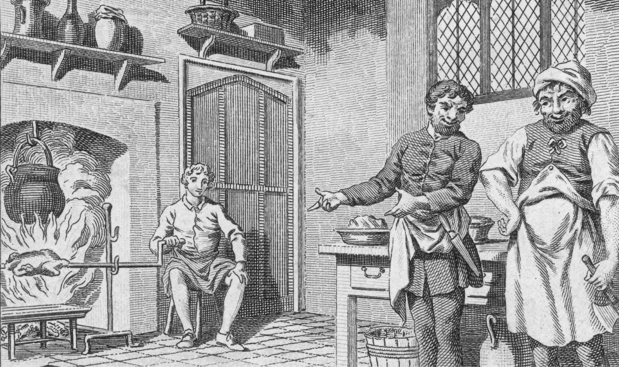 Circa 1490, Lambert Simnel (c.1475 - c.1534), working in King Henry VII's kitchens. Made a false claim to be a son of Edward IV and subsequently the son of the Duke of Clarence. Supported by Yorkists but defeated in a battle at Stoke Field in Nottinghamshire he was e