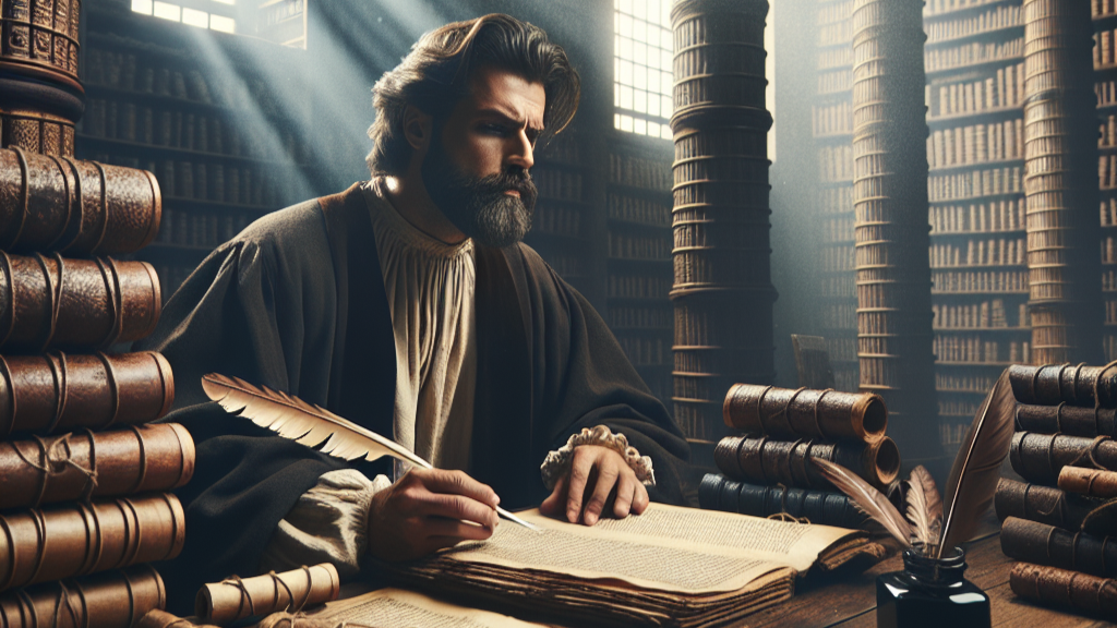 Greek man in library