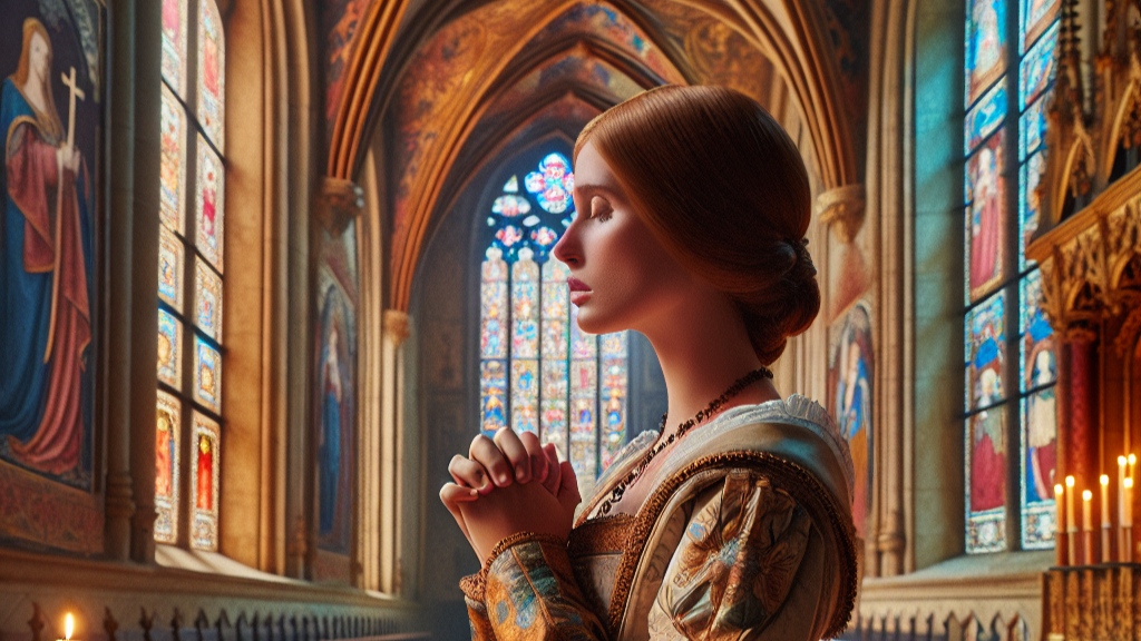 Queen praying in church
