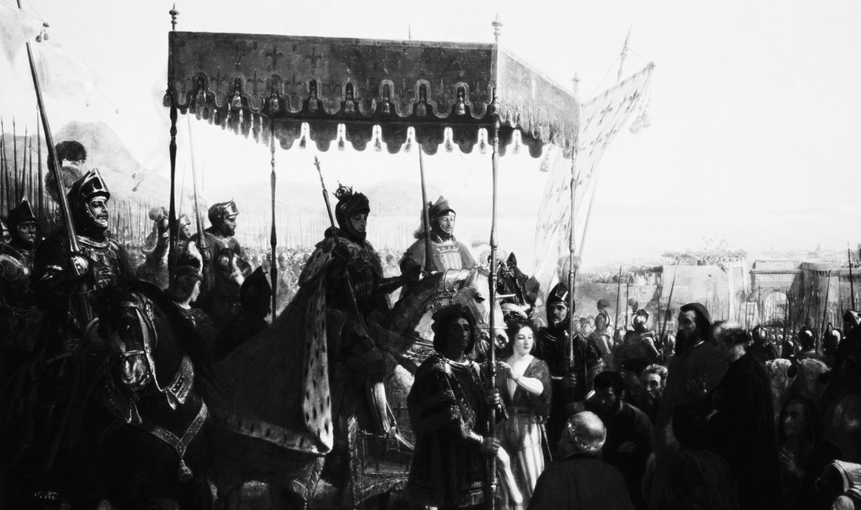 Gettyimages - 113450166, Entrance of Charles VIII of France into Naples, 12 May 1495, Franco-Italian War. Charles VIII, the Affable (1470-1498) Valois King of France from 1483. 19th century French School. 19th century French School. … 