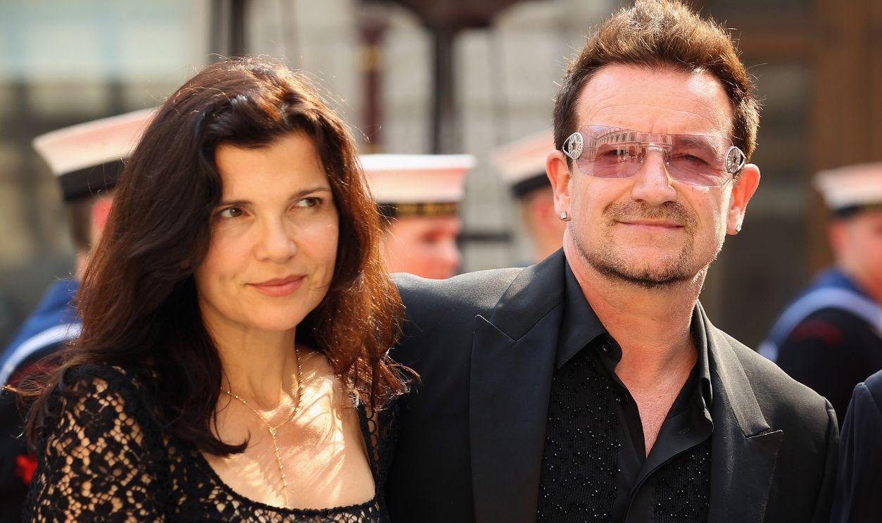 U2's Bono and his wife Ali Hewson arrive to a special 'Celebration of the Arts' event at the Royal Academy of Arts on May 23, 2012 in London, England.
