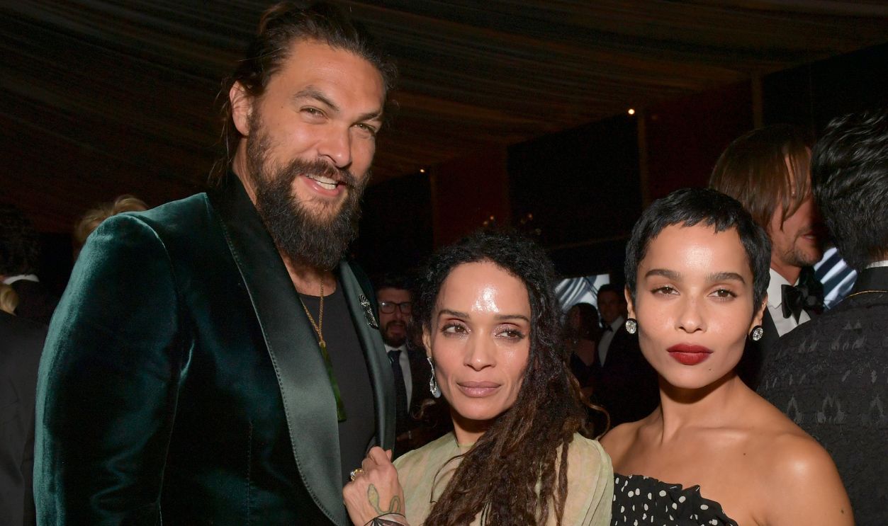 (L-R) Jason Momoa, Lisa Bonet, and Zoë Kravitz attend The 2020 InStyle And Warner Bros. 77th Annual Golden Globe Awards Post-Party at The Beverly Hilton Hotel on January 05, 2020 in Beverly Hills, California.