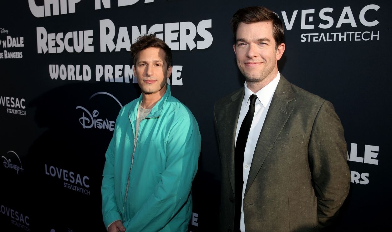 Gettyimages - 	1398031228, 'Chip 'N Dale: Rescue Rangers' Premiere LOS ANGELES, CALIFORNIA - MAY 18: (L-R) Andy Samberg and John Mulaney attend the 'Chip 'N Dale: Rescue Rangers' premiere at El Capitan Theatre in Hollywood, California on May 18, 2022. 