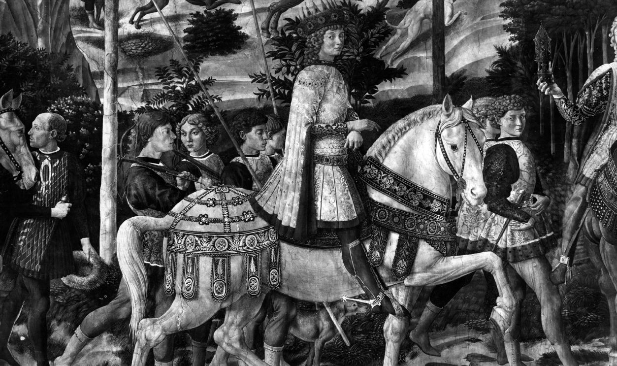 Circa 1470, Lorenzo di Medici, 'Il Magnifico' (The Magnificent) (1448 - 1492), and his retinue travel through a forest. Painting by Benozzo Gozzoli. (Photo by Hulton Archive/Getty Images)