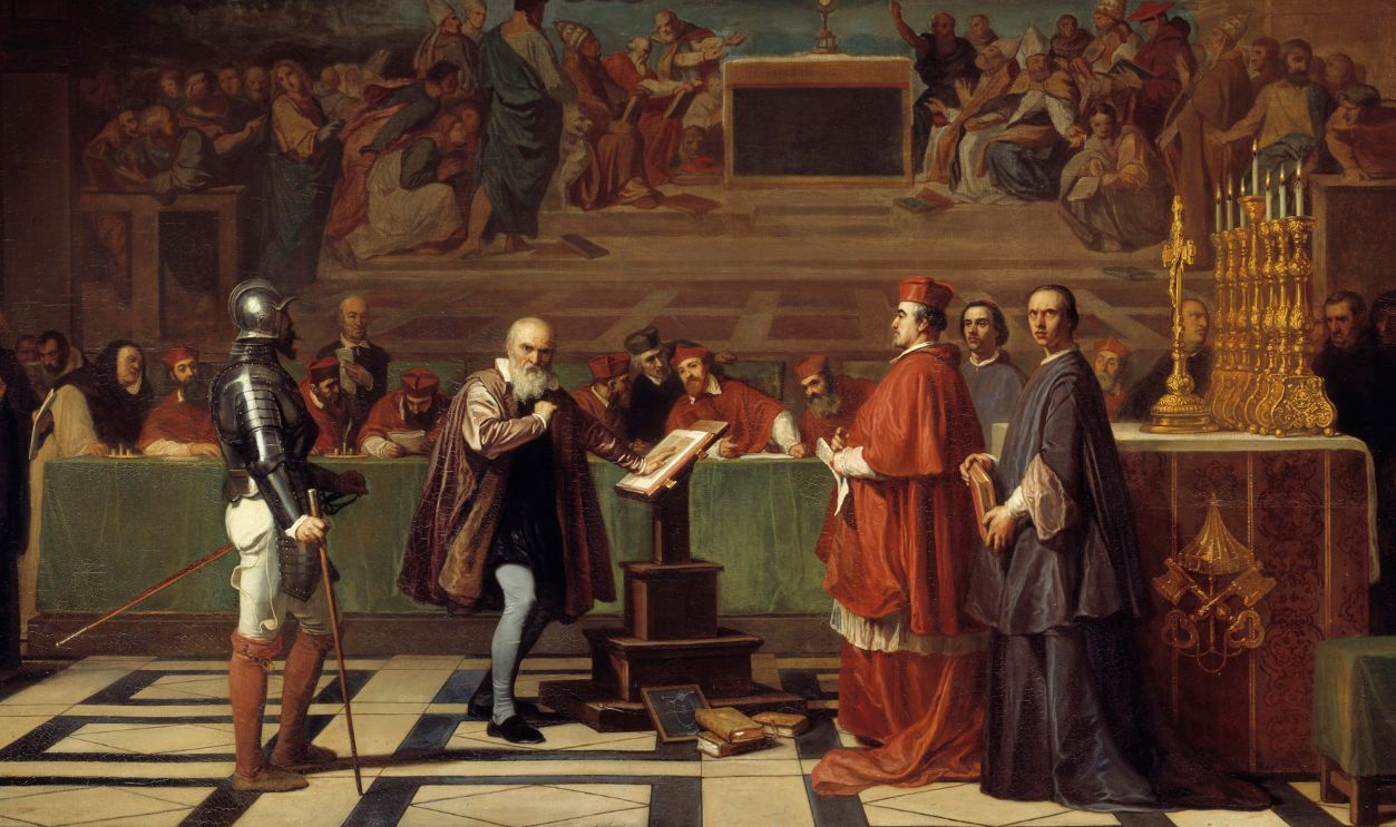 Galileo Galilei (1564-1642) before the Holy Office in the Vatican. The astronomer was condemned by the Tribunal of the Inquisition for having defended the theories of Copernicus, 1632. 