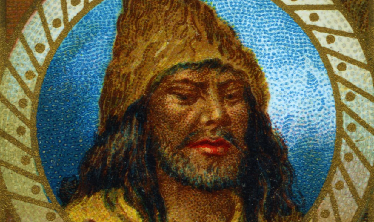 Attila (406 - March 16, 453) Hun leader and king since 434 up until his death. Detail from chromos Liebig figurine, Italy 1905. 