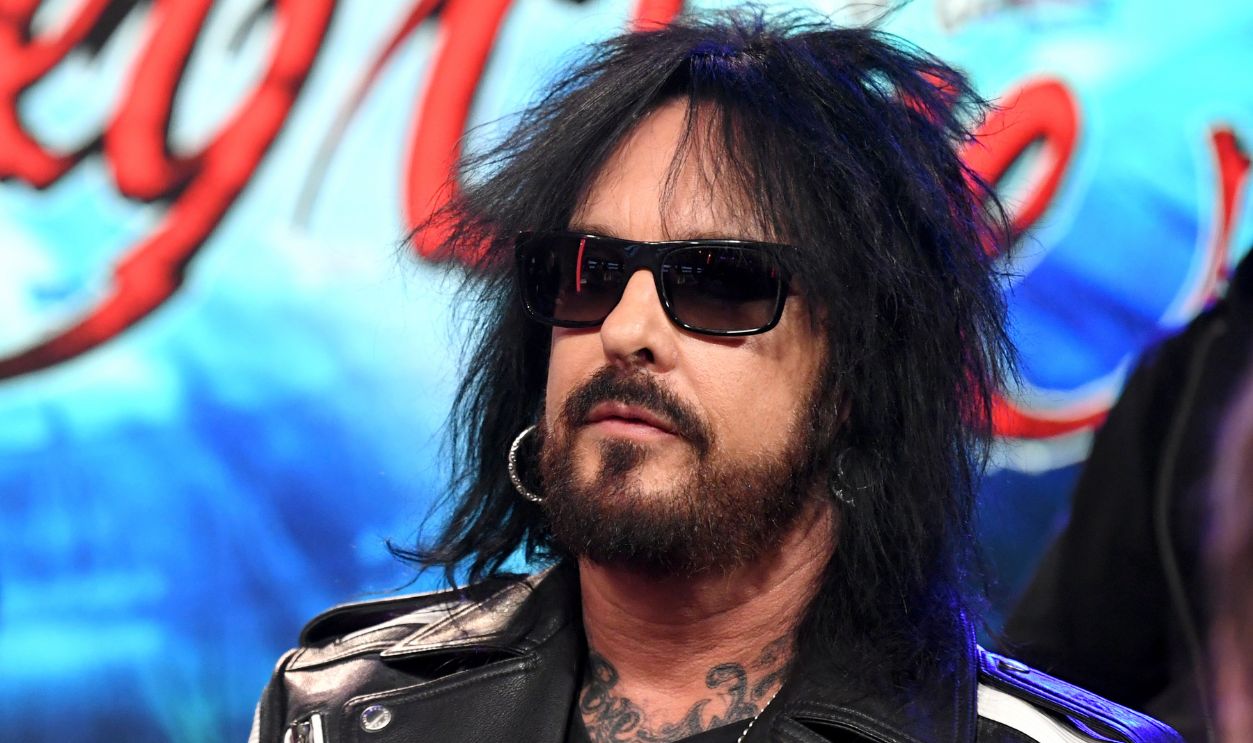 Nikki Sixx appears onstage at a press conference with Mötley Crüe, Def Leppard and Poison announcing their 2020 Stadium Tour on December 04, 2019 in Hollywood, California.