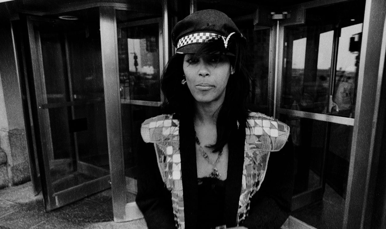 Vanity (1959 - 2016) on the street in Chicago, Illinois, April 3, 1986.