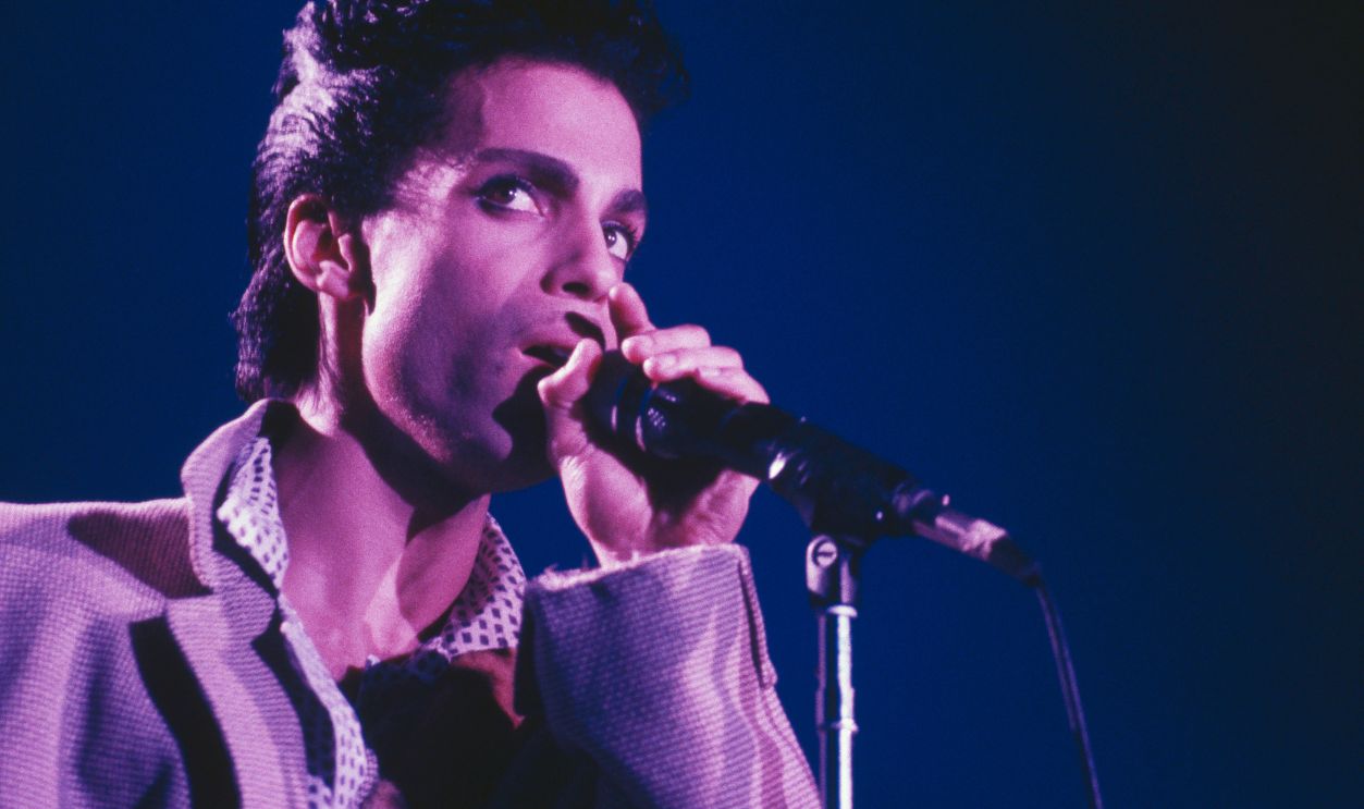 American singer-songwriter and musician, Prince (1958-2016) performs on stage on the Hit N Run-Parade Tour at Wembley Arena, London in August 1986. 