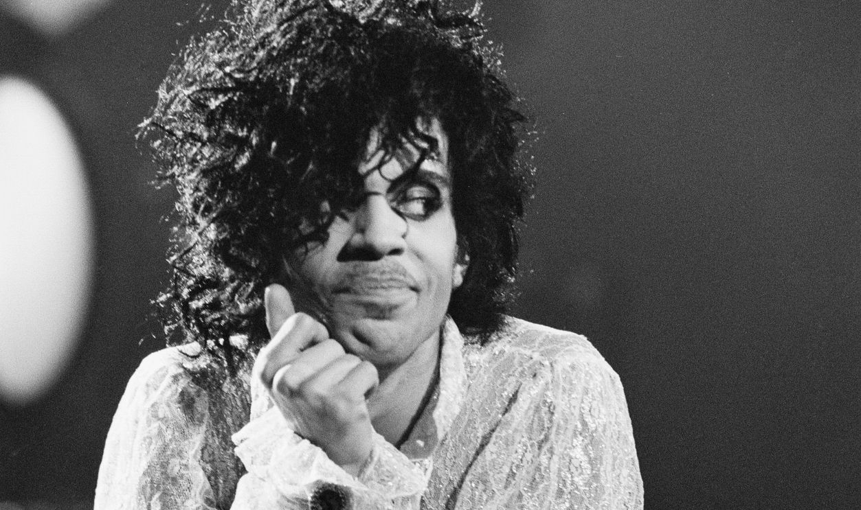 Prince performing on stage at the Joe Louis Arena, Chicago 11th November 1984. The Purple Rain Tour. 