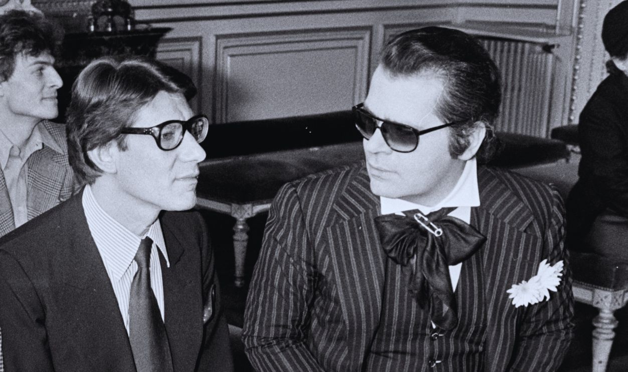 Gettyimages - 1450050147, The Wedding of Paloma Picasso and Rafael Lopez-Sanchez in Paris Designers Karl Lagerfeld and Yves Saint Laurent, Loulou de la Falaise AKA Loulou Klossowski and guests