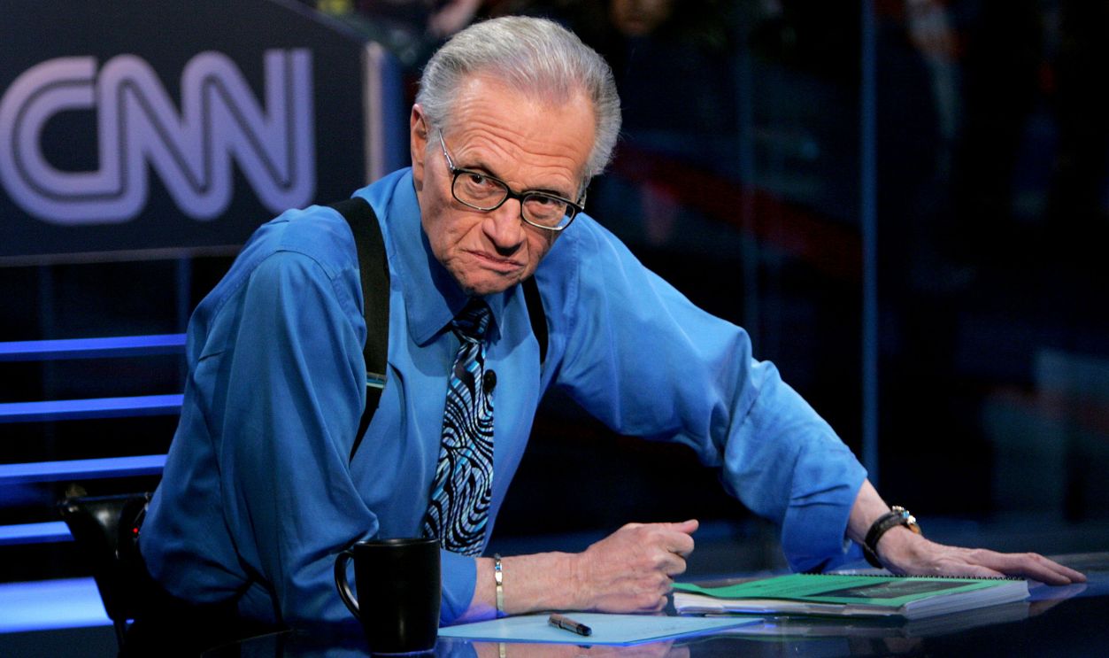  CNN's Larry King during the election night results program at the NASDAQ building in Times Square November 2, 2004 in New York City. 