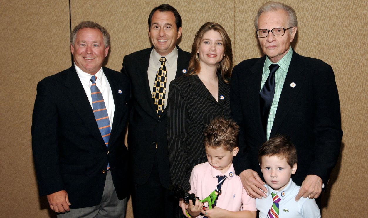 Andy King, Larry King Jr. Chaia King, Larry King, Shawn King with Chance and Cannon King in the foreground