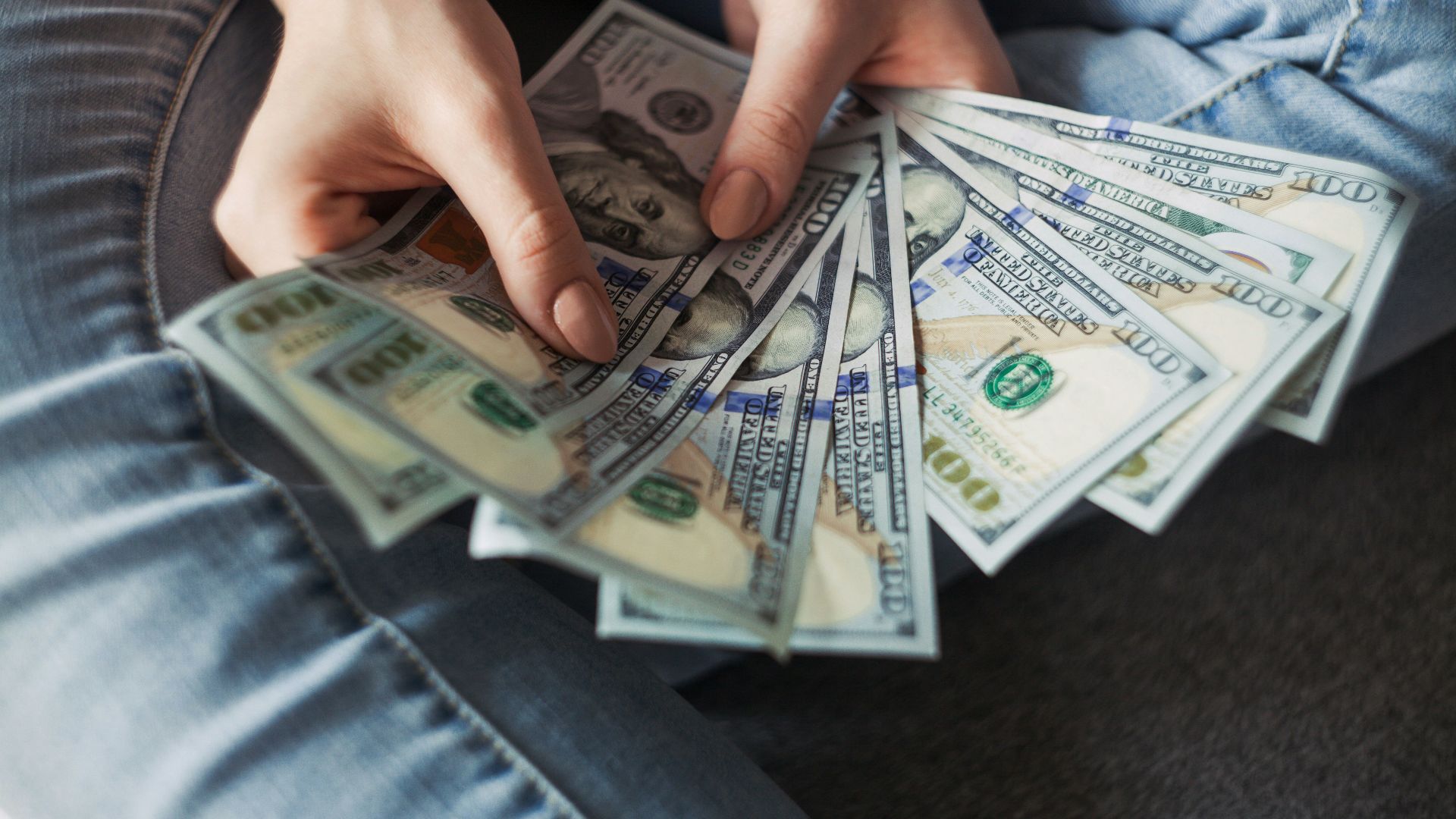 fan of 100 U.S. dollar banknotes